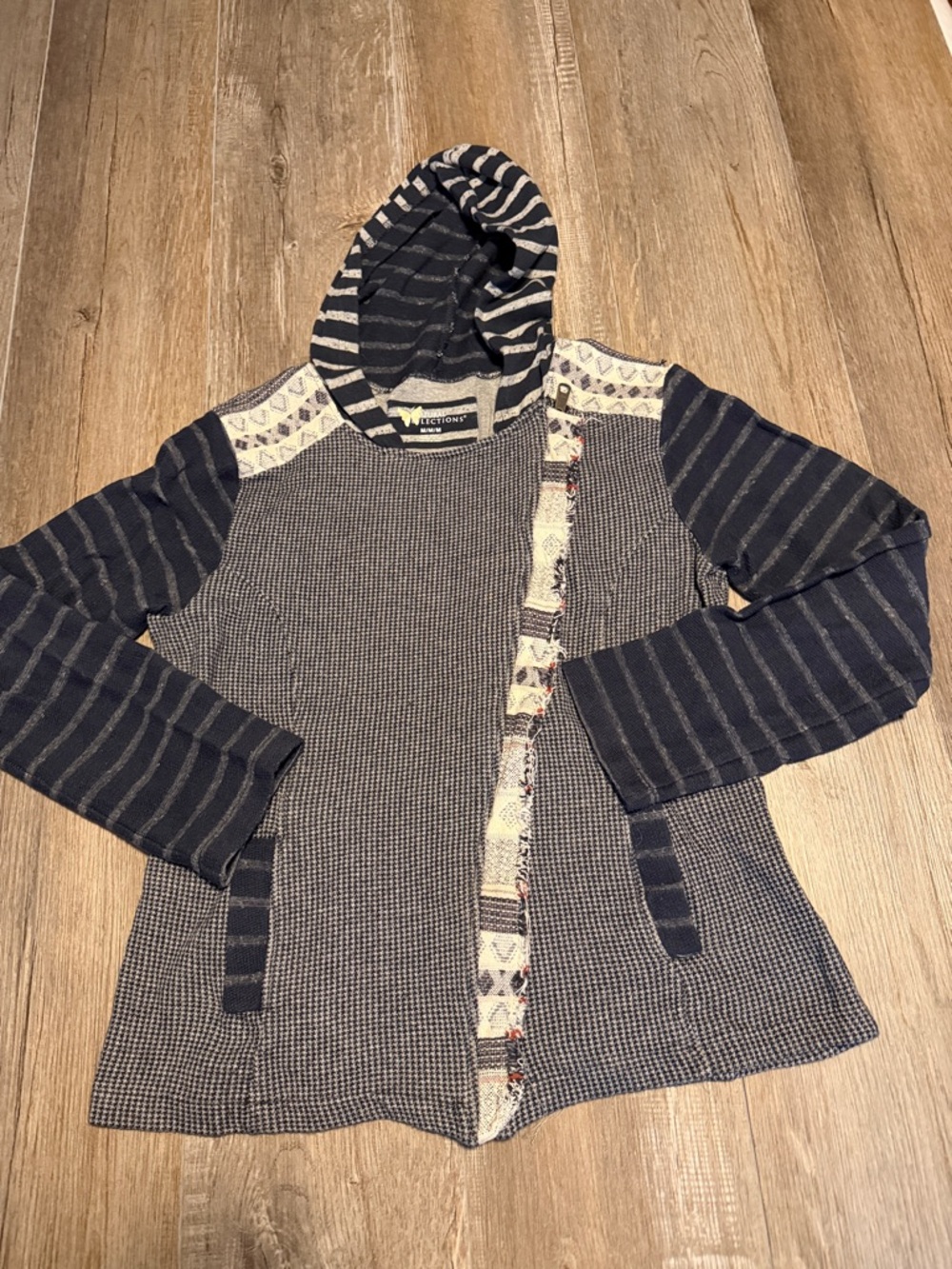 Natural Reflections Navy Striped Hooded Jacket
